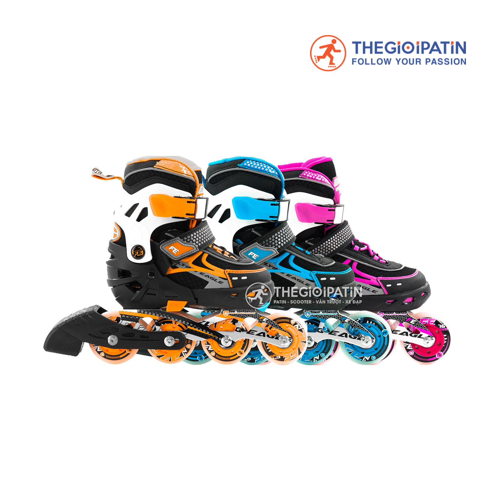 Giày Patin Trẻ Em Flying Eagle V5 3 Màu Cam/ Hồng/ Xanh