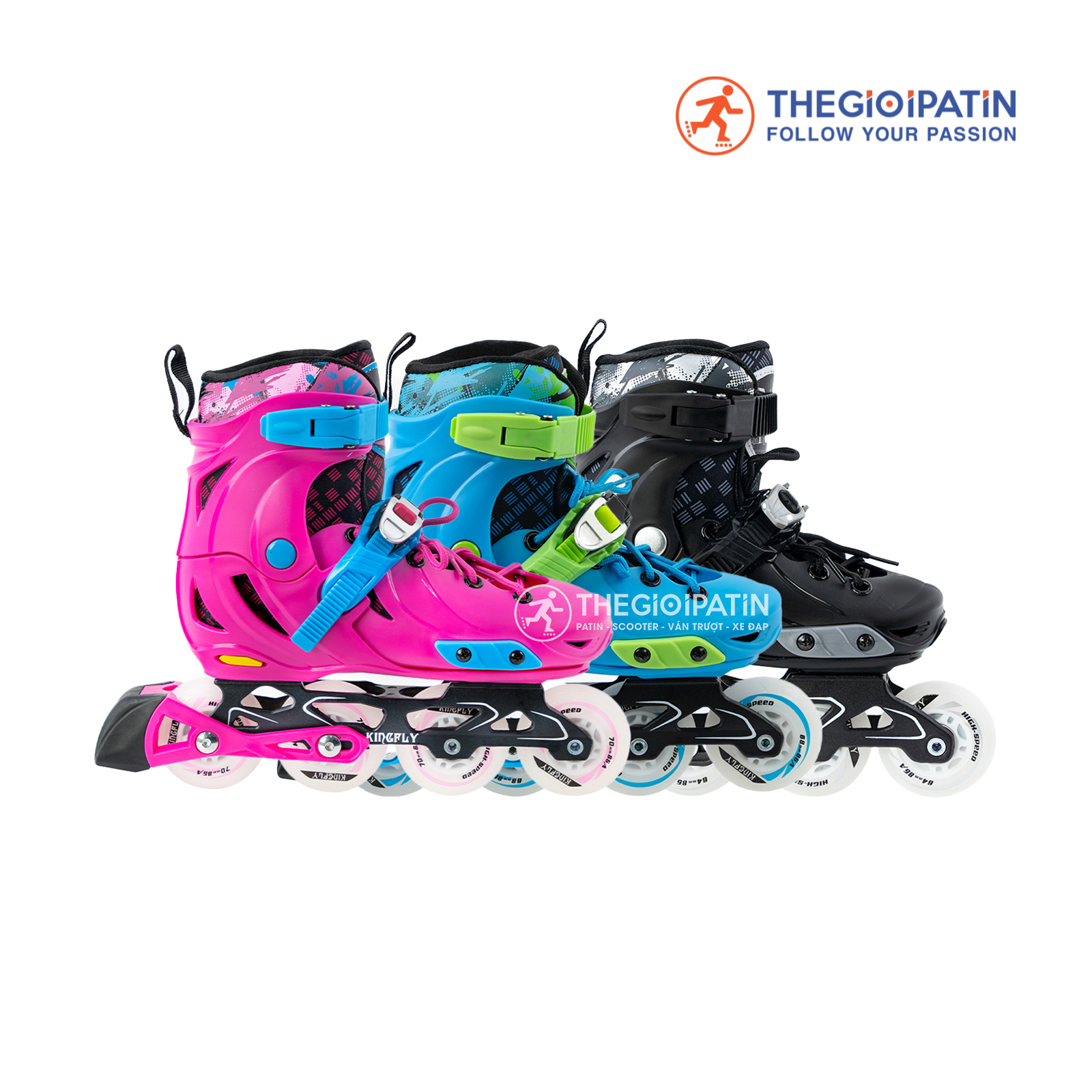 Giày Patin Trẻ Em W198-QS 3 Màu Đen/ Hồng/ Xanh