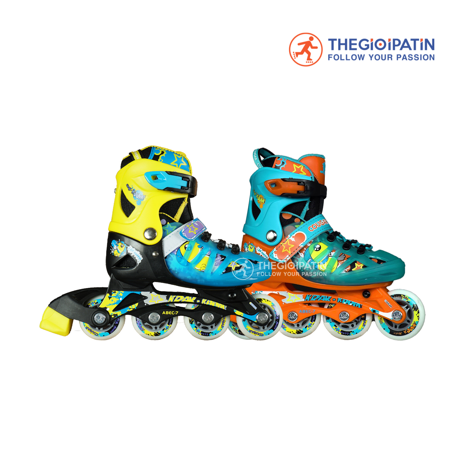 Giày Patin Trẻ Em Cougar 867 2 Màu Vàng/ Xanh
